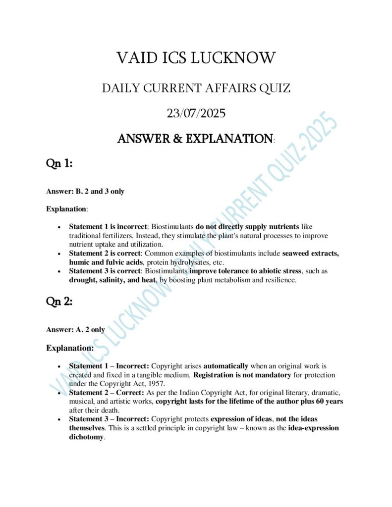 DAILY QUIZ EXP -23 JULY 25