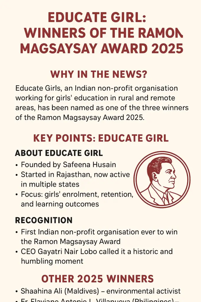 Educate Girl  Winners of the Ramon Magsaysay Award 2025