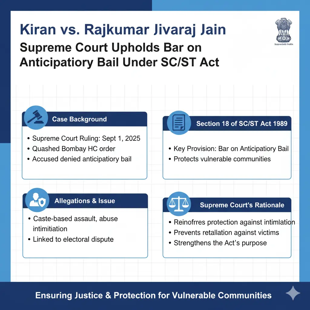 Kiran vs Rajkumar Jain: 5 Strong Reasons SC Barred Anticipatory Bail under SC/ST Act