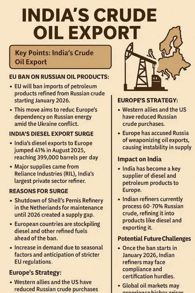 India’s Crude Oil Export: 5 Key Insights on Diesel Surge to Europe